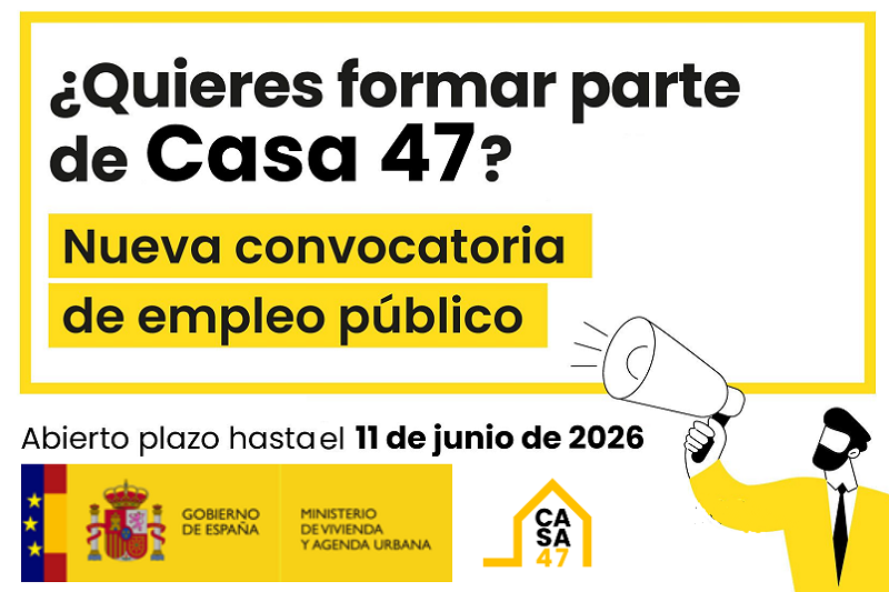 Ir a la página de CASA47 convoca 3 plazas de Arquitectura Técnica mediante concurso-oposición